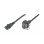 Καλώδιο τροφοδοσίας DIGITUS βύσμα UK 90° γωνιακό - C13 M/F 2m H05VV-F3G 1.00 qmm ασφάλεια 5A μαύρο