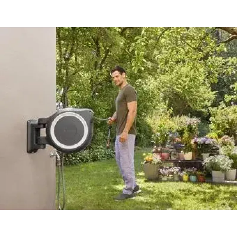 Επιτοίχιο τύμπανο Gardena RollUp Automatic Μαύρο Γκρι