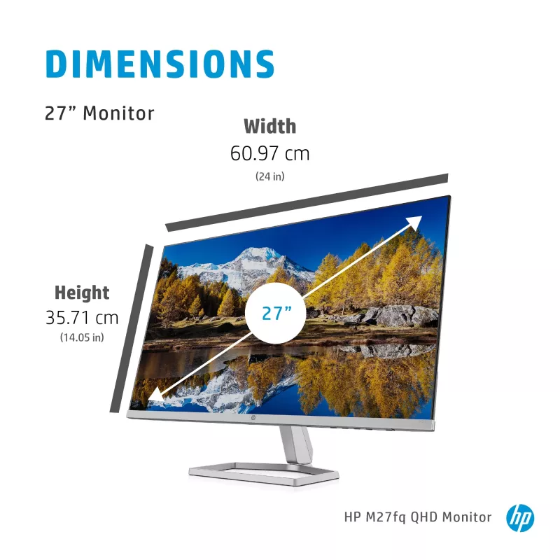 Οθόνη HP M27fq 27 ίντσες Quad HD 2560x1440 IPS LCD, 300 cd/m², 75 Hz, 5 ms, ασημί