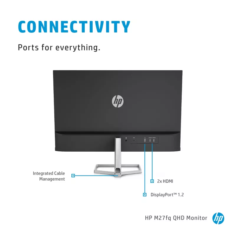 Οθόνη HP M27fq 27 ίντσες Quad HD 2560x1440 IPS LCD, 300 cd/m², 75 Hz, 5 ms, ασημί