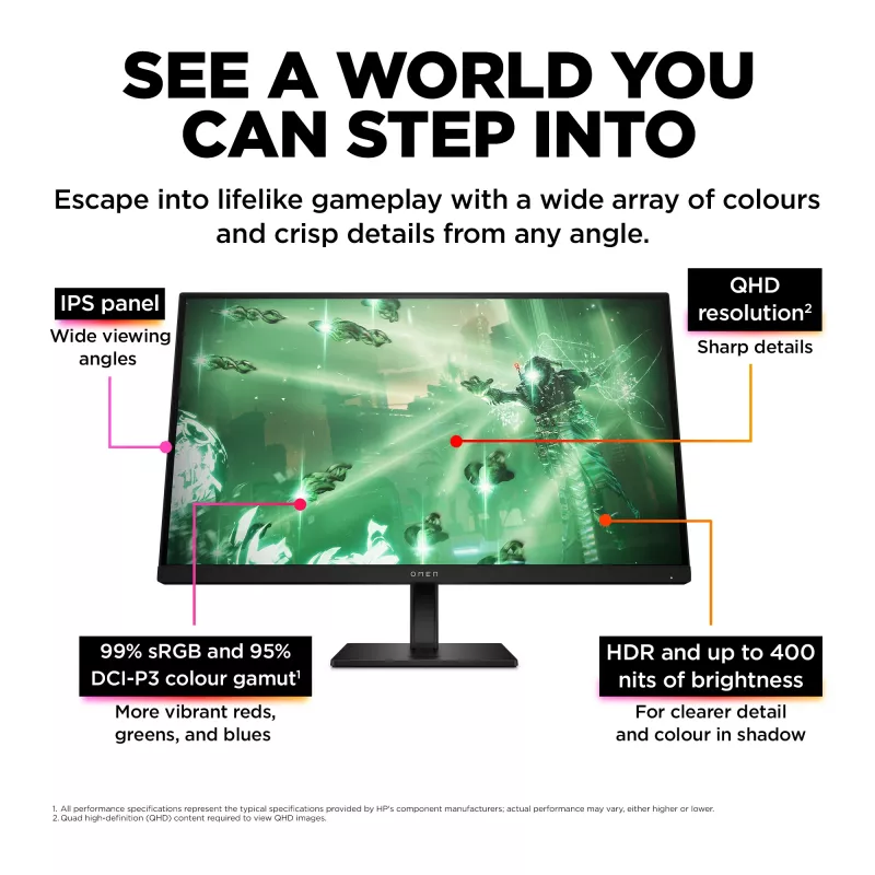OMEN by HP 27 ίντσες QHD 165Hz Οθόνη Gaming - OMEN 27q