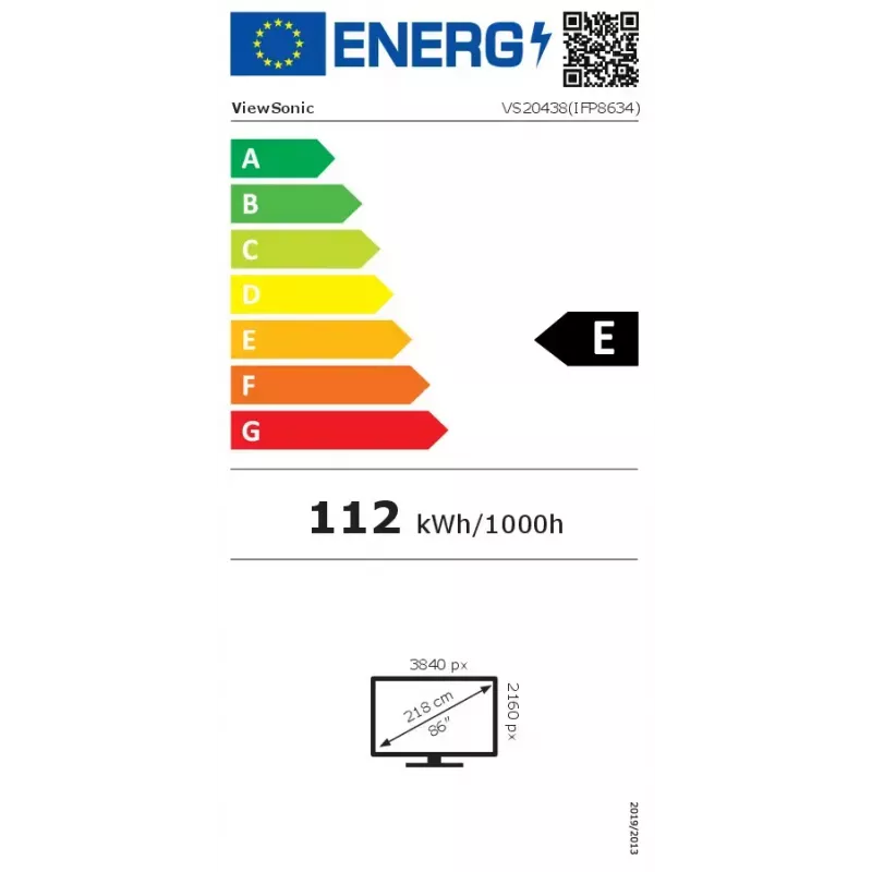 ViewSonic ViewBoard IFP8634 διαδραστική οθόνη, 86 ίντσες (218 cm), 4K UHD 3840 x 2160, πολλαπλής αφής, Android 14 EDLA, 8 GB RAM, 350 cd/m², μαύρη