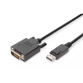 Καλώδιο προσαρμογέα DisplayPort DIGITUS, DP - DVI (24+1) M/M, 2 m με κλείδωμα, συμβατό με DP 1.2, CE Μαύρο
