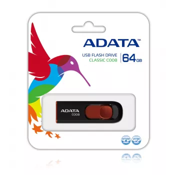 ADATA C008 64 GB USB stick USB Type-A 2.0 Μαύρο, Κόκκινο