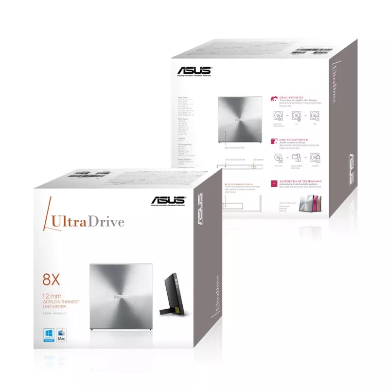 ASUS SDRW-08U5S-U οπτικός δίσκος DVD Super Multi DL Μεταλλικό