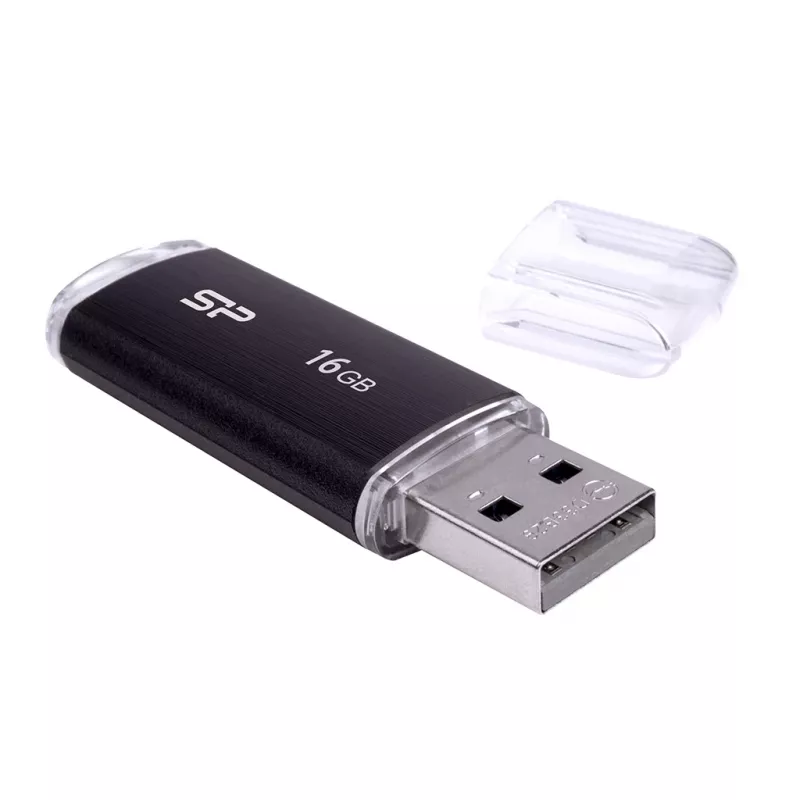 SILICON POWER Ultima U02 - 16GB USB Stick - USB 2.0 - Μαύρο (moq-30)