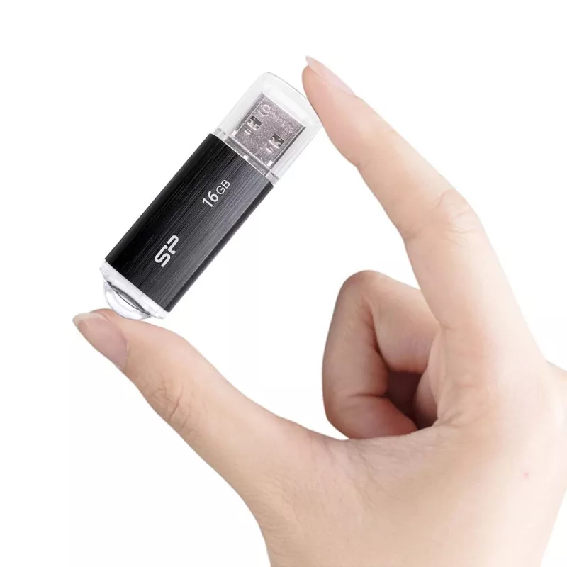 SILICON POWER Ultima U02 - 16GB USB Stick - USB 2.0 - Μαύρο (moq-30)