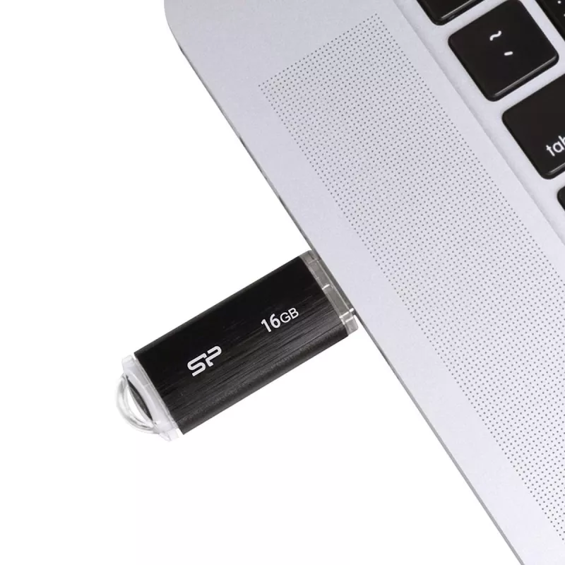 SILICON POWER Ultima U02 - 16GB USB Stick - USB 2.0 - Μαύρο (moq-30)