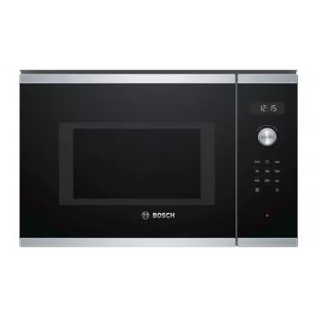 Εντοιχιζόμενος φούρνος μικροκυμάτων Solo Bosch Serie 6 BFL554MS0 — 900 W, 25 L, χειρισμός περιστροφικού διακόπτη και αφής, ανοξείδωτο χάλυβα/μαύρο