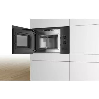 Εντοιχιζόμενος Solo φούρνος μικροκυμάτων Bosch Serie 4 BFL520MB0 — 800 W, 20 l, περιστροφικός διακόπτης, μαύρο