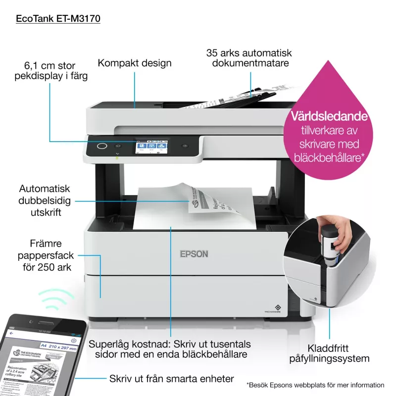 Πολυμηχάνημα Epson EcoTank ET-M3170 inkjet μονόχρωμη εκτύπωση