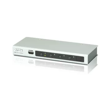 ATEN Διακόπτης Ήχου/Εικόνας HDMI 4K 4 θυρών με τηλεχειριστήριο IR, HDMI, μέταλλο, ασημί, 60 Hz, 15 m, 3840 x 2160, 4096 x 2160