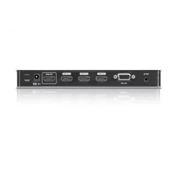 ATEN Διακόπτης Ήχου/Εικόνας HDMI 4K 4 θυρών με τηλεχειριστήριο IR, HDMI, μέταλλο, ασημί, 60 Hz, 15 m, 3840 x 2160, 4096 x 2160