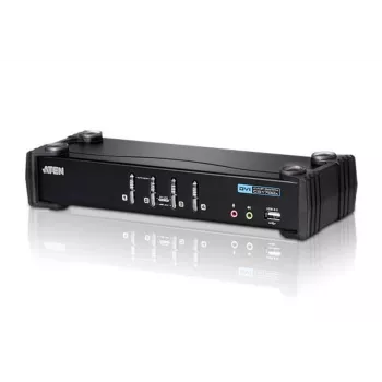 ATEN Διακόπτης KVM 4 θυρών USB DVI με Ήχο & Hub USB 2.0 (περιλαμβάνονται καλώδια KVM)