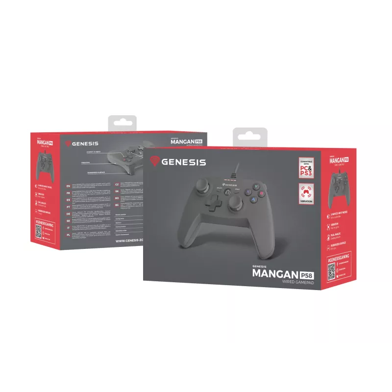 GENESIS P58 Μαύρο USB Gamepad Αναλογικό PC, PlayStation 3