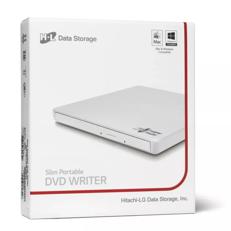 HITACHI-LG DATA STORAGE Λεπτό φορητό DVD drive - Gp60nw60 - USB 2.0 - Λευκό