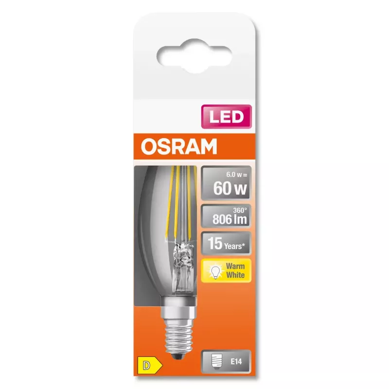 Λάμπα LED Osram STAR Θερμό λευκό 2700 K 5,5 W E14 D
