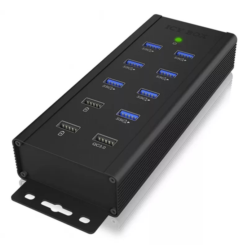 ICY BOX IB-HUB1703-QC3 USB 3.2 Gen 1 (3.1 Gen 1) Type-B 5000 Mbit/s Μαύρο