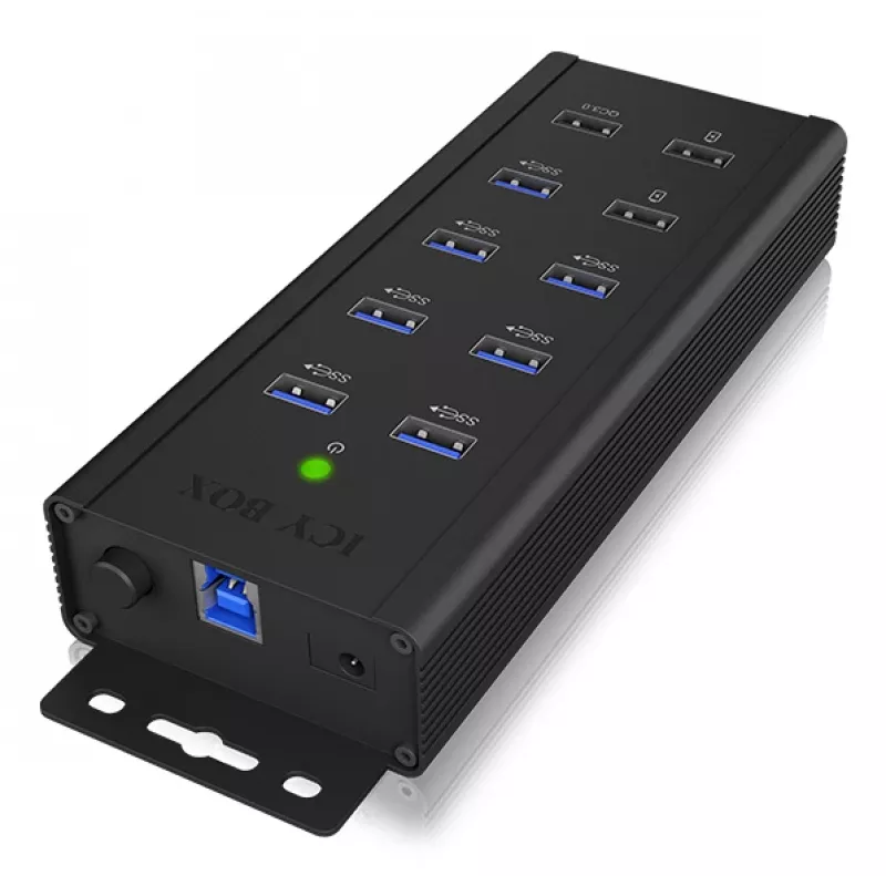 ICY BOX IB-HUB1703-QC3 USB 3.2 Gen 1 (3.1 Gen 1) Type-B 5000 Mbit/s Μαύρο
