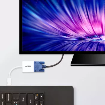 Μετατροπέας DisplayPort σε VGA ATEN, Έως 1920x1200 @60Hz, DisplayPort, VGA (D-Sub), Αρσενικό, Θηλυκό, Ίσιο, Ίσιο