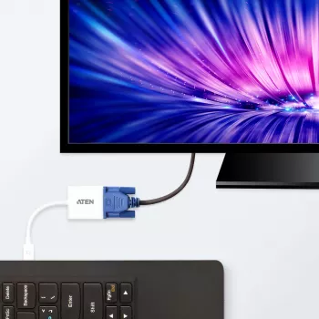Μετατροπέας Mini DisplayPort σε VGA ATEN, Mini DisplayPort, VGA (D-Sub), Αρσενικό, Θηλυκό, Ίσιο, Ίσιο