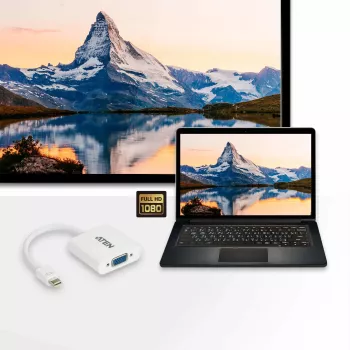 Μετατροπέας Mini DisplayPort σε VGA ATEN, Mini DisplayPort, VGA (D-Sub), Αρσενικό, Θηλυκό, Ίσιο, Ίσιο