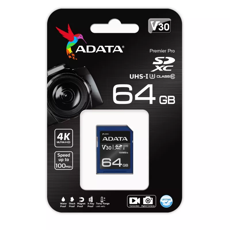 ADATA ASDX64GUI3V30S-R κάρτα μνήμης 64 GB SDXC UHS-I κλάση 10
