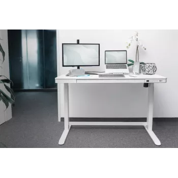 Ηλεκτρικό γραφείο ρυθμιζόμενου ύψους DIGITUS 120x60x12cm με USB λευκό