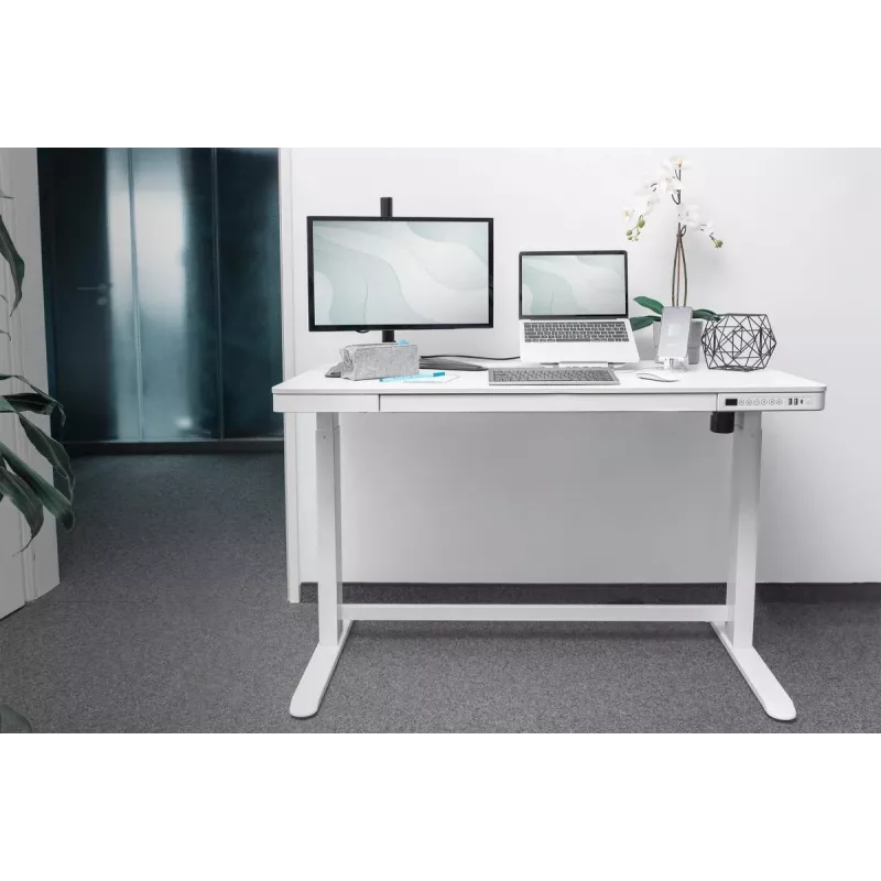 Ηλεκτρικό γραφείο ρυθμιζόμενου ύψους DIGITUS 120x60x12cm με USB λευκό