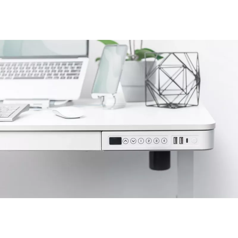 Ηλεκτρικό γραφείο ρυθμιζόμενου ύψους DIGITUS 120x60x12cm με USB λευκό