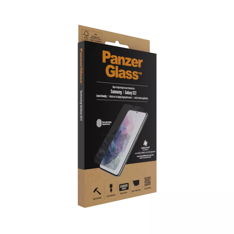 PanzerGlass UltraForce1 7293 προστατευτικό οθόνης για Samsung Galaxy S22, σκληρυμένο γυαλί, συμβατό με θήκες, διάφανο