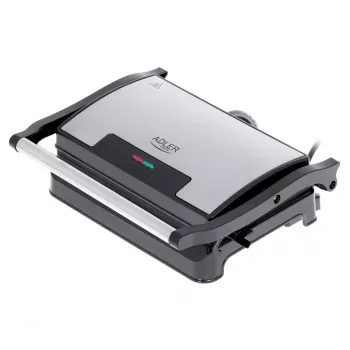 Γκριλ επαφής Adler AD 3052 ορθογώνιο Ατσάλι/Μαύρο, 1200 W, επιφάνεια σχάρας, καπάκι με κλείδωμα