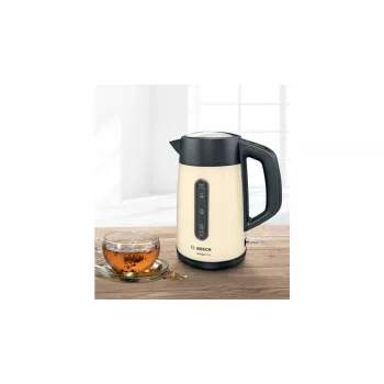 Ηλεκτρικός βραστήρας Bosch TWK4P437 1,7 L, 2400 W, θήκη ανοξείδωτου ατσαλιού, ασύρματος, μπεζ/μαύρο