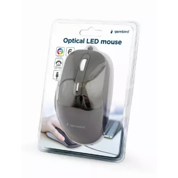 Οπτικό ποντίκι LED GEMBIRD MUS-6B-02 ενσύρματο USB - 6 κουμπιά Ροδέλα μαύρο