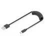Digitus AK-300430-006-S σπιράλ καλώδιο USB 2.0 USB-A σε USB-C, 1 m, 480 Mbit/s, 60 W PD, μαύρο