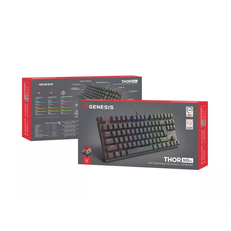 GENESIS Thor 303 TKL πληκτρολόγιο gaming USB QWERTY μαύρο RGB LED