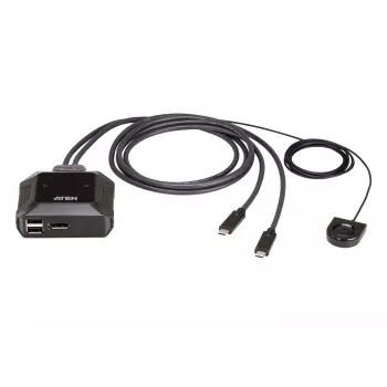 ATEN 2-Port USB-C 4K DisplayPort KVM switch με τηλεχειριστήριο για επιλογή θύρας