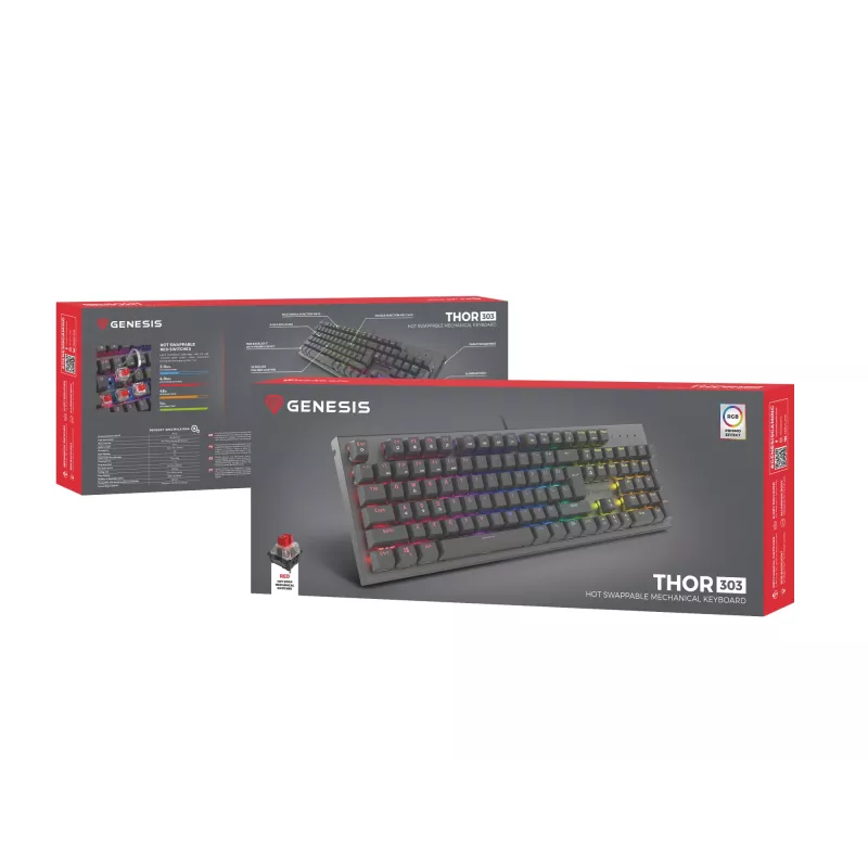 GENESIS Thor 303 πληκτρολόγιο gaming USB QWERTY US International μαύρο