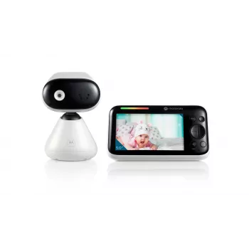 Motorola PIP1500 βίντεο baby monitor, έγχρωμη οθόνη 5 ιντσών, 480 x 272, FHSS, εμβέλεια 300 m, αμφίδρομη επικοινωνία, υπέρυθρη νυχτερινή όραση, παρακολούθηση θερμοκρασίας δωματίου, λευκό/μαύρο