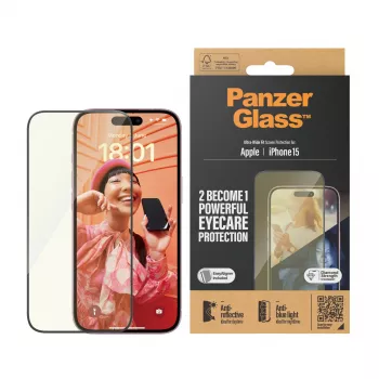 PanzerGlass® EyeCARE™ Προστασία οθόνης iPhone 15 | Ultra-Wide Fit με EasyAligner