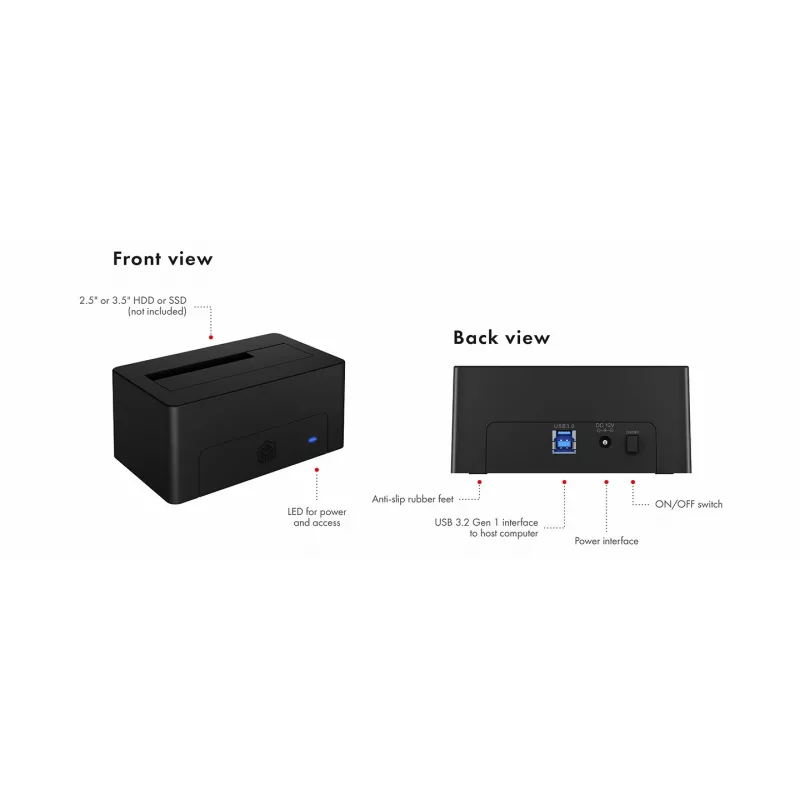 ICY BOX IB-1121-U3 USB 3.2 Gen 1 (3.1 Gen 1) Type-A Μαύρο