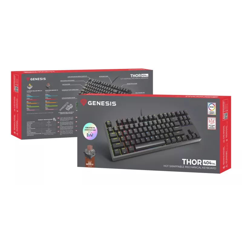 GENESIS Thor 404 TKL Πληκτρολόγιο Gaming USB QWERTY US-Αγγλικά Μαύρο