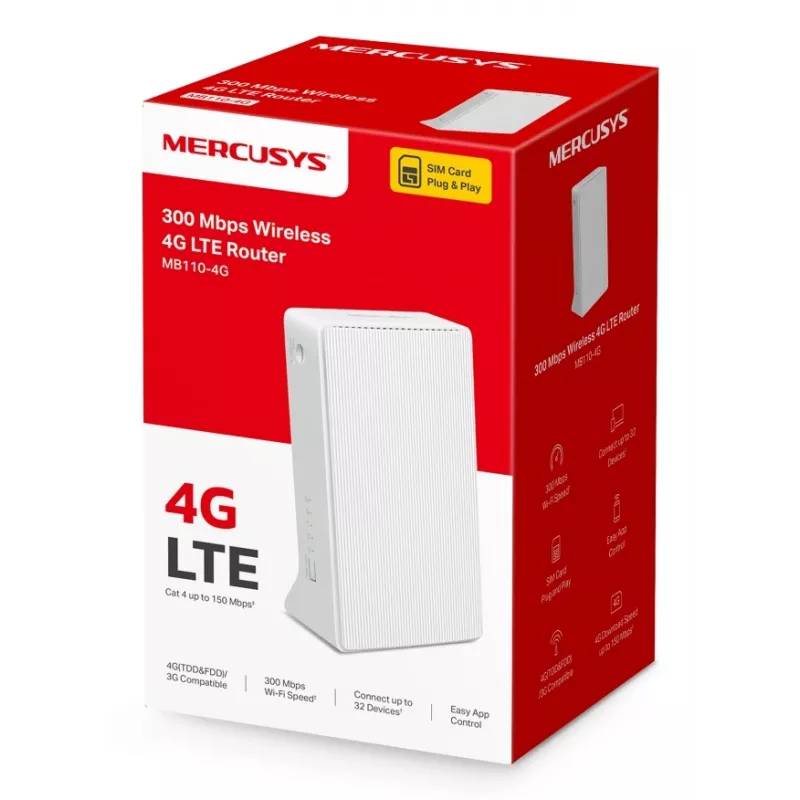 MERCUSYS MB110-4G Router WLAN Ethernet Μονής Ζώνης (2,4 GHz) - Λευκό
