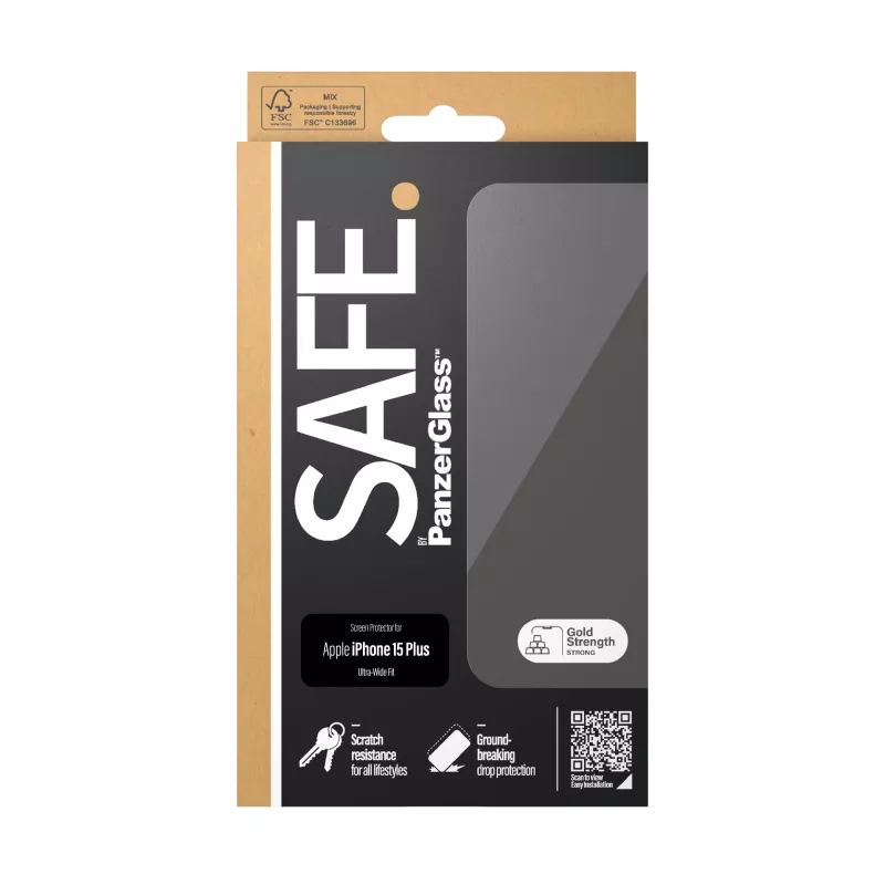PanzerGlass SAFE. by ® Μεμβράνη Προστασίας Οθόνης iPhone 15 Plus | Ultra-Wide Fit