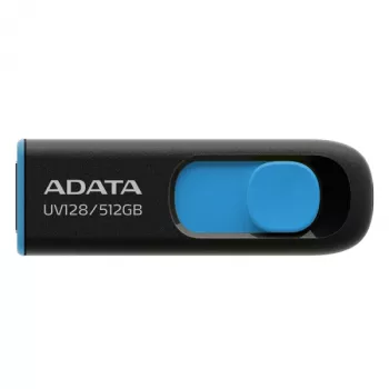 ADATA UV128 AUV128-512G-RBE μονάδα flash USB 512 GB, USB-A 3.2 Gen 1, συρόμενη, μαύρο/μπλε