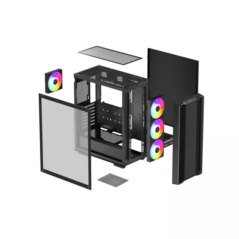 Κουτί PC DeepCool CC560 ARGB V2 Midi-Tower Μαύρο — ATX/Micro-ATX/Mini-ITX, tempered glass, aRGB, υποστηρίζει έως 370 mm GPU