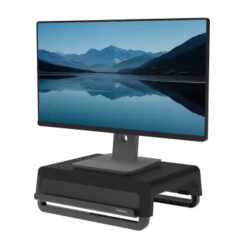 Fellowes Βάση οθόνης υπολογιστή με 3 ρυθμίσεις ύψους - Breyta ανύψωση οθόνης με διαχείριση καλωδίων - Εργονομική, ρυθμιζόμενη βάση οθόνης για υπολογιστή - Μέγ. βάρος 15 kg - Μαύρο