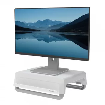 Fellowes Breyta 100016561 βάση ανύψωσης οθόνης, 3 ρυθμίσεις ύψους, φορητή με λαβή, λευκή