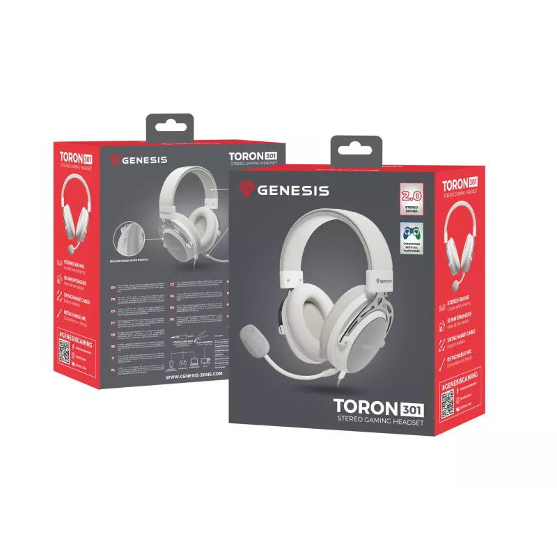 GENESIS Toron 301 Headset ενσύρματο Head-Band Gaming λευκό