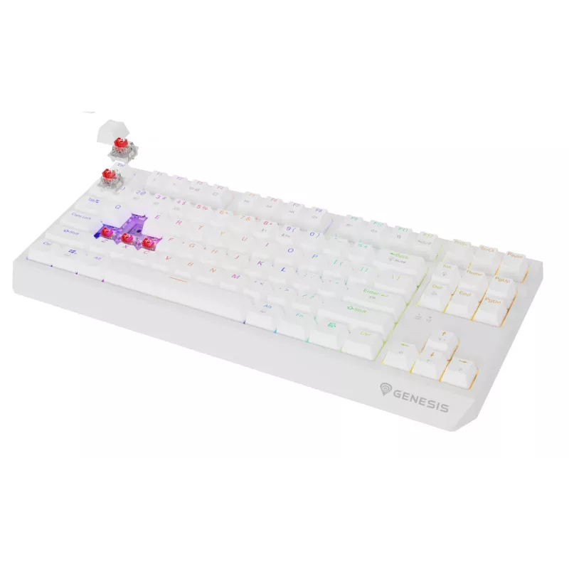 Πληκτρολόγιο Gaming Tenkeyless GENESIS Thor 230 TKL — USB, RF Wireless, Bluetooth, QWERTY, λευκό
